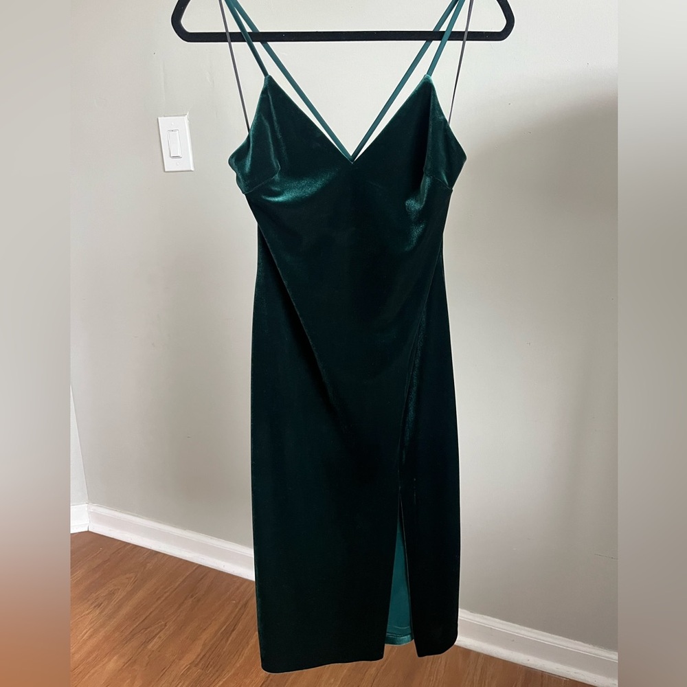 Express Green Velvet Slip Dress